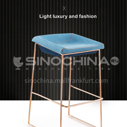 DPT-102-1- Bar chair, hardware feet, electroplating feet, shaped cotton, skin-friendly fabric, PU leather, comfortable foam cushion